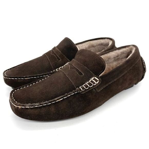 The Men’s Store Bloomingdale’s Moc Toe Loafer Slippers Brown Suede Size 7 New main image 7